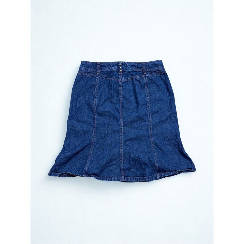 Vtg Y2K Dark Wash Denim Midi Skirt Tulip Flared Hem Fairygrunge Size M - Picture 2 of 4